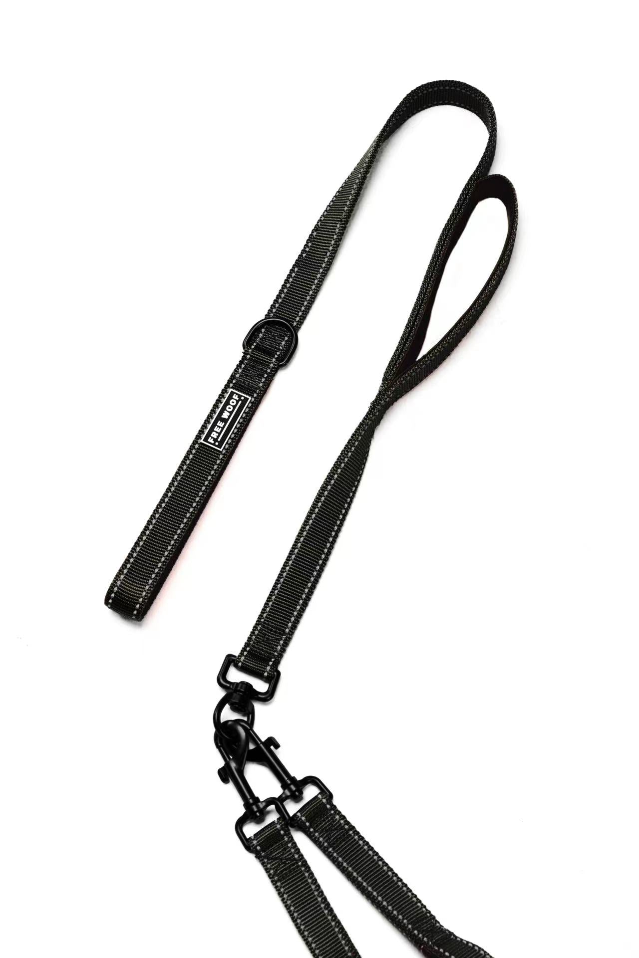 Wild-Love Double Dog Leash - Stone Black