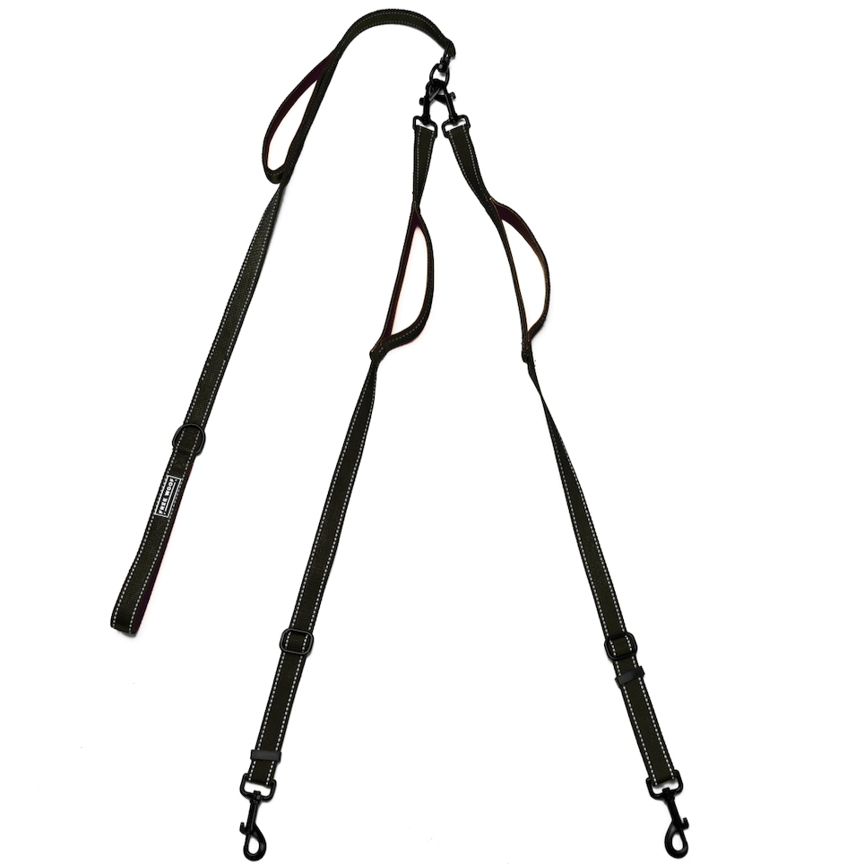 Wild-Love Double Dog Leash - Stone Black